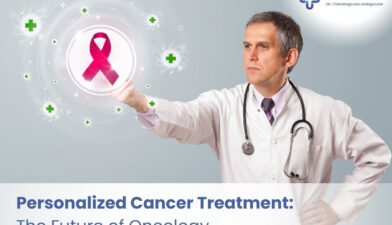 Oncologist explaining personalized cancer therapy plan to patient
