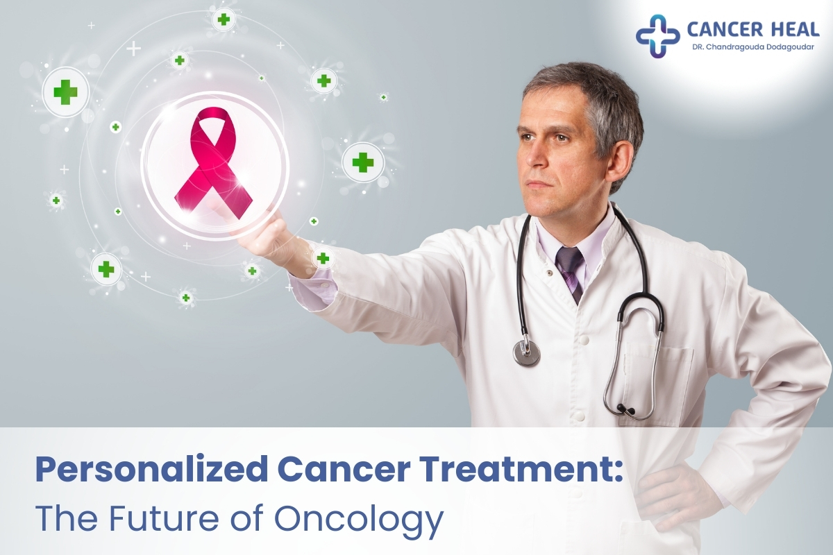 Oncologist explaining personalized cancer therapy plan to patient