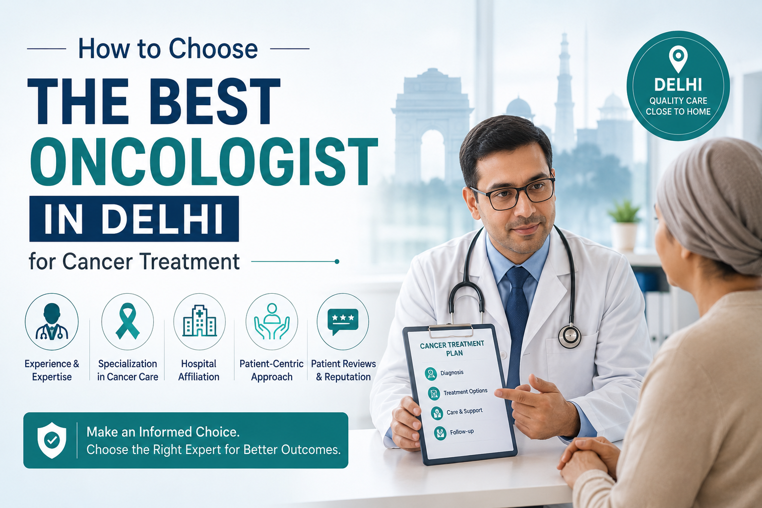 Doctor consulting a cancer patient in Delhi about treatment options and oncology care.